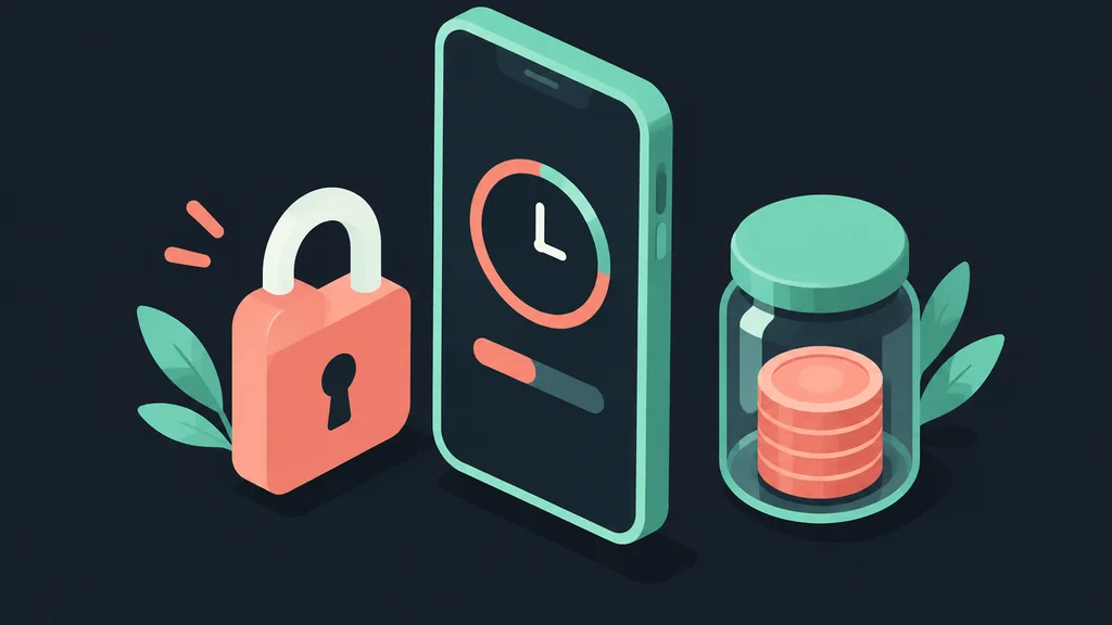 Isometric scene of phone timer and locked account icon